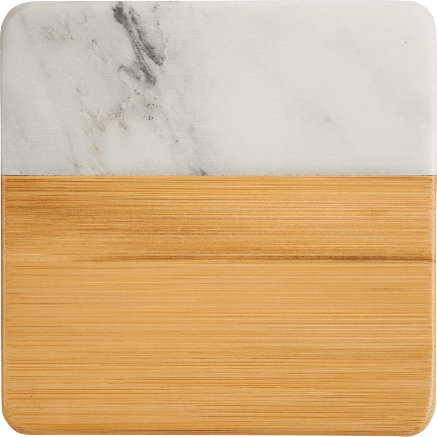 Marble and Bamboo Coaster Set